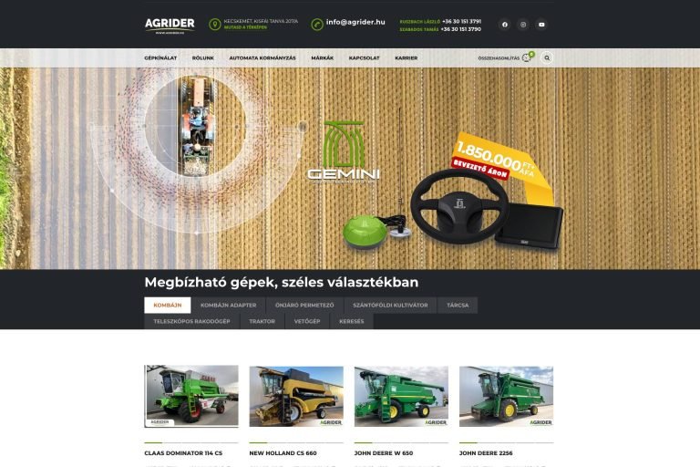 Agrider zrt. weboldal seo